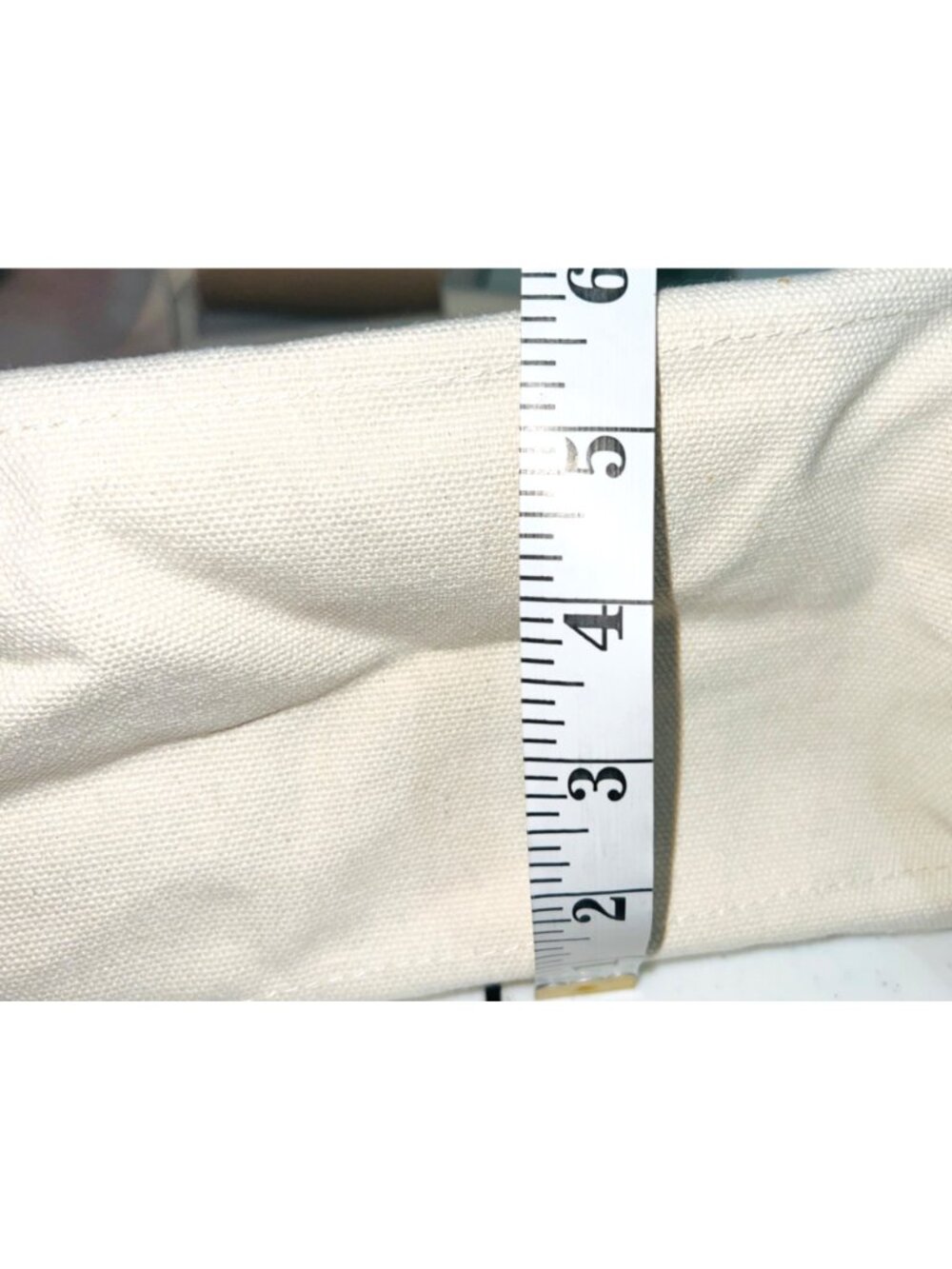 Canvas Tote Bag With Charm Womens Off-White 13" x 10" Adjustable Strap Pre-Owned - Picture 7 of 9